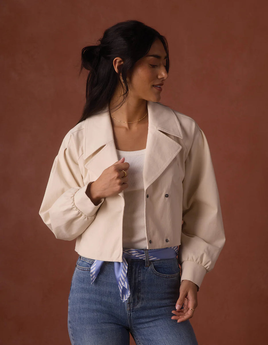 Gia Lapel Cropped Jacket in Chalk – Johnny's Girl Boutique