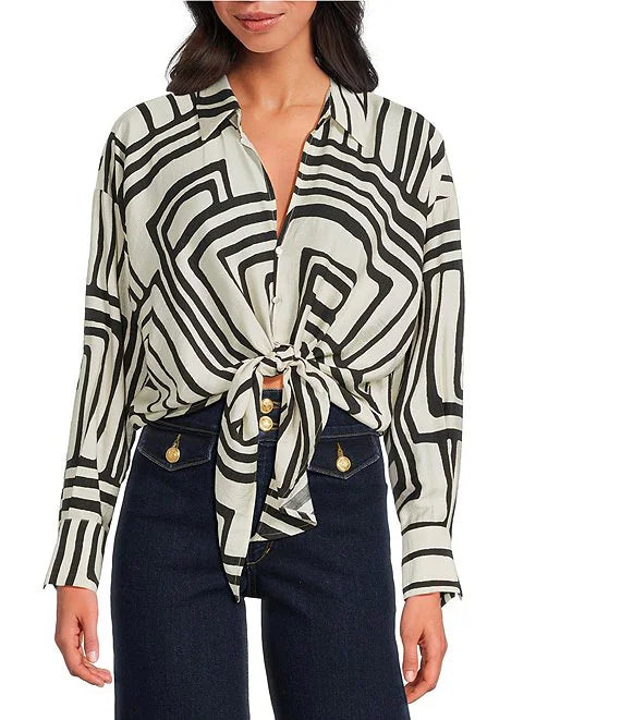 Rue Button Down Geometric Print