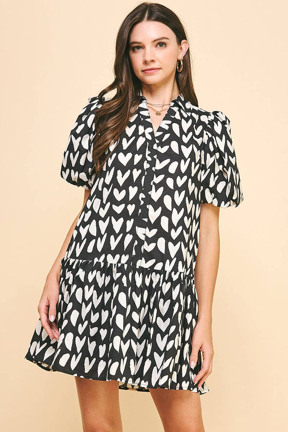 HEART PRINT MINI DRESS