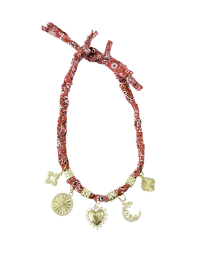 Shania Multi Charm Bandana Scarf Necklace
