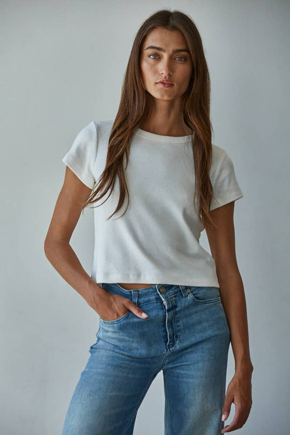 White Cotton Short Sleeve Tee