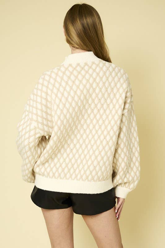 Long Sleeve Mock Neck Textured Sweater