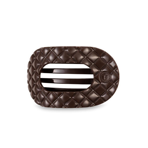 Flat Round Hair Clip | Medium | Truly Taupe Quilted