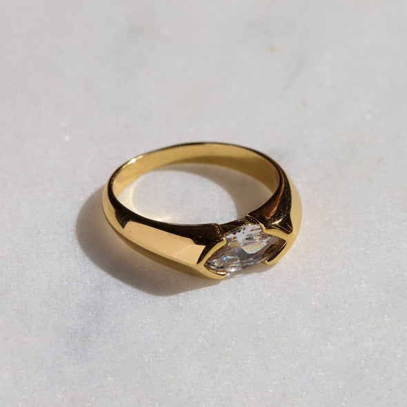 Gold CZ Bezel Ring