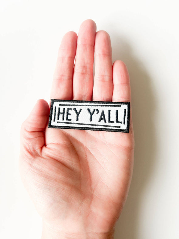 Hey Y'all Embroidered Iron-on Patch for Hats, Clothing, Bags