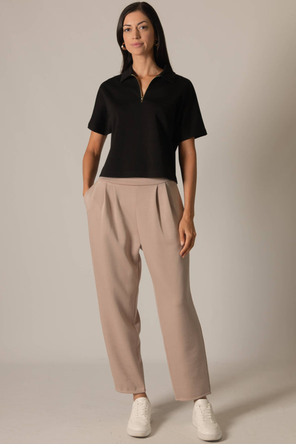 P. CILL Butter Modal Short Sleeve Quarter Zip Top