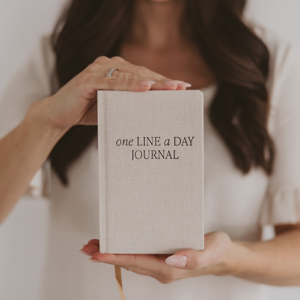 Tan One Line A Day Fabric Journal