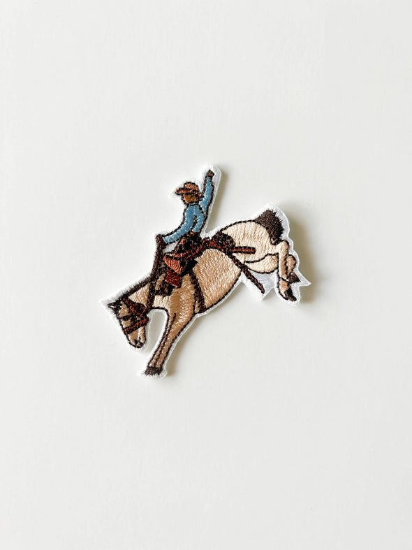 Bucking Bronco Patch Embroidered Iron-On Patch Rodeo Horse