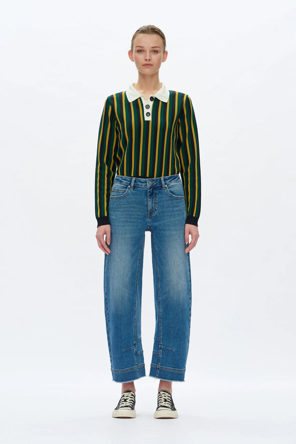 Mid Rise Barrel Leg Jeans
