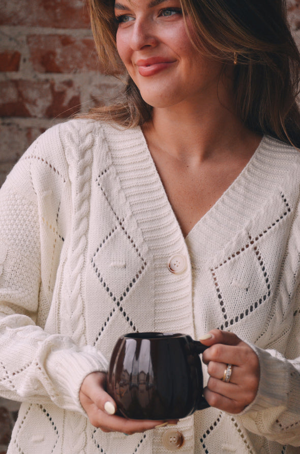 Cream Nina Button Up Cardigan
