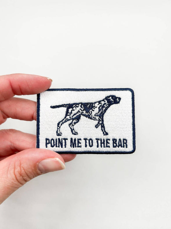 Navy Blue & White Pointer Dog Iron-On Patch, Dog Lovers, Bar