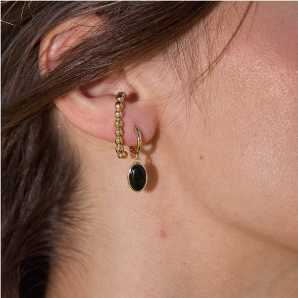 Black Oval Stone Huggies