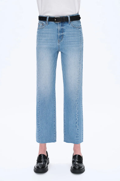 High Rise Relaxed Fit Straight Denim Medium Blue