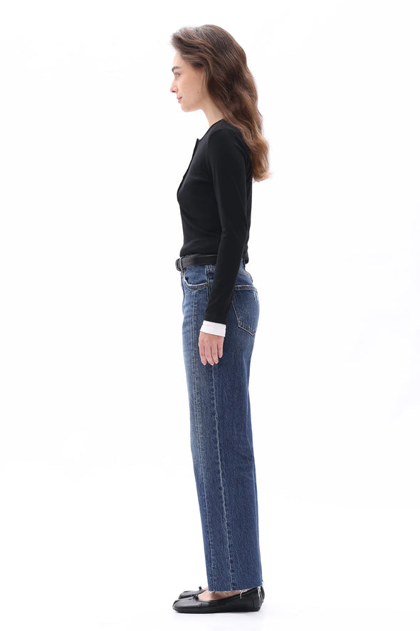 High Rise Straight Leg Jeans in Vintage Dark Blue