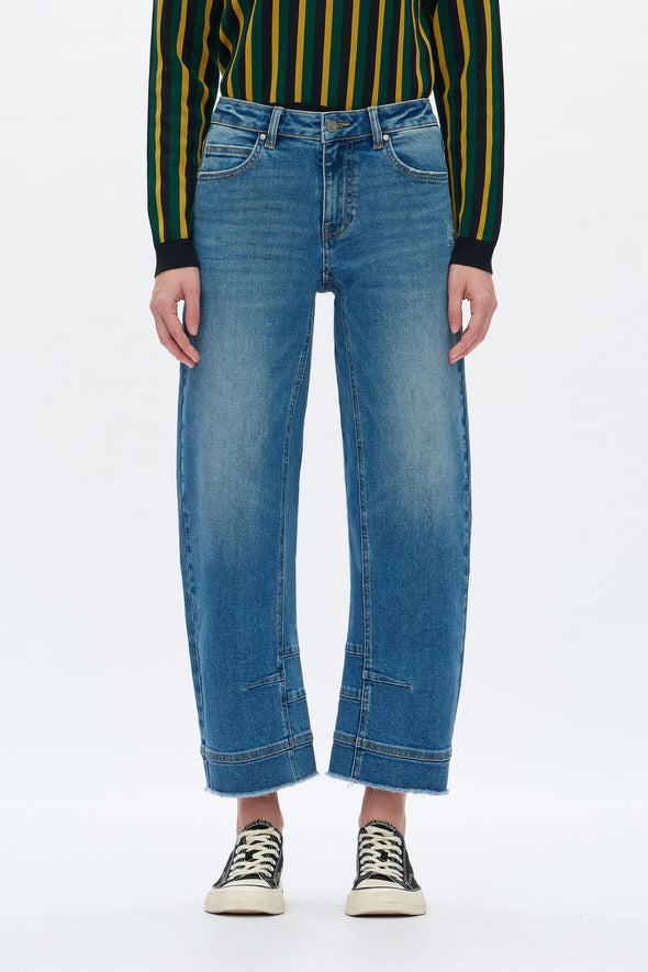 Mid Rise Barrel Leg Jeans