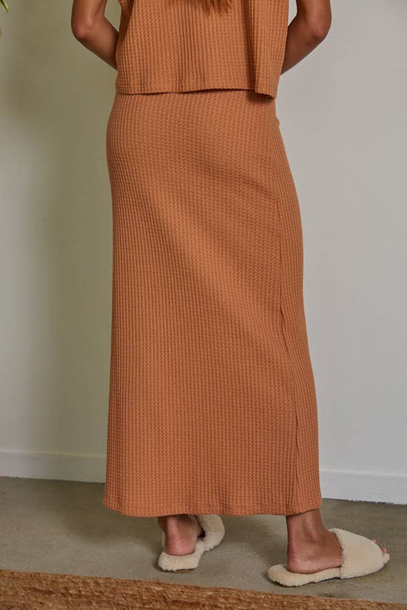 Pumpkin Knit Thermal Midi Skirt