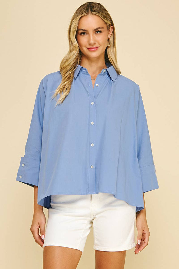 SOLID BUTTON DOWN SHIRT