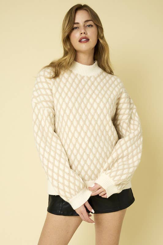 Long Sleeve Mock Neck Textured Sweater