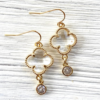 Crystal clover quatrefoil earrings