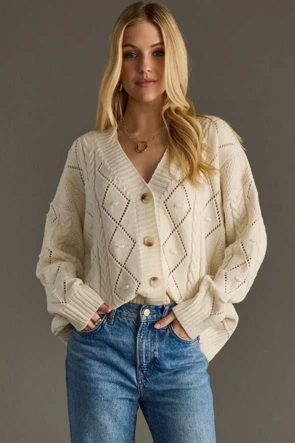 Cream Nina Button Up Cardigan
