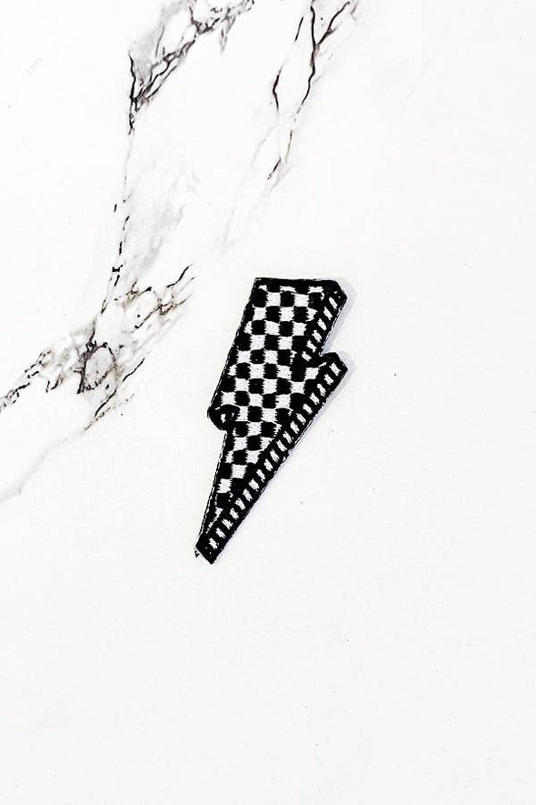 Checkered Lightning Bolt Patch