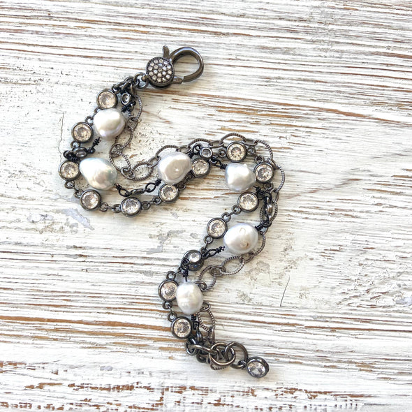 Fresh water pearl triple layer bracelets boutique salon ocea