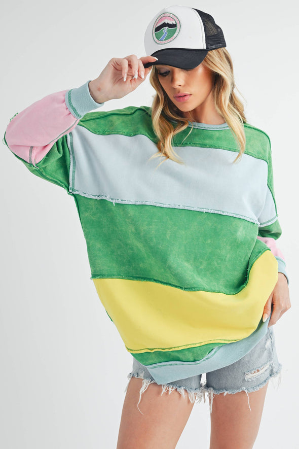 Rugby Color Block Stripe Sweatershirt