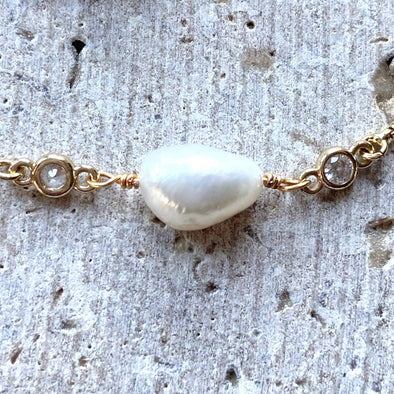 White pearl with gold slider bracelet salon spa boutique