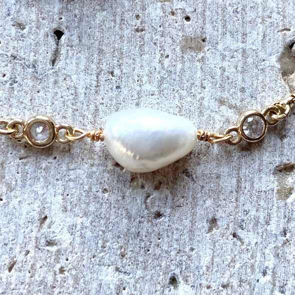 White pearl with gold slider bracelet salon spa boutique