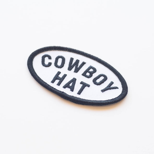 Cowboy Hat Embroidered Iron on Patch (Black+White)