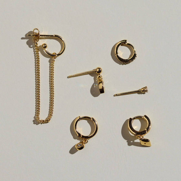 Gold Assorted Dainty Earrings Set