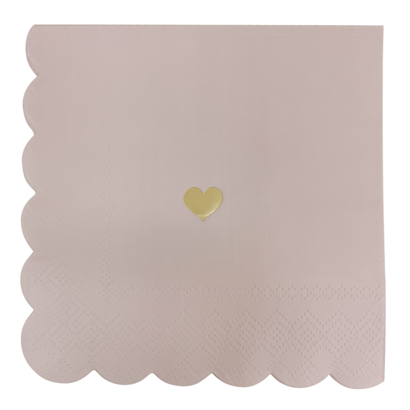 Pink w/ Gold Foil Heart Cocktail Napkins