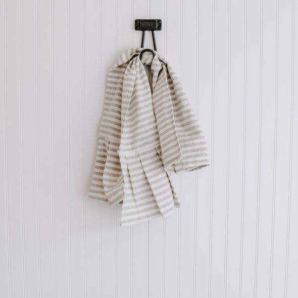 Striped Hand Towel with Ruffle, Tan - Home Decor & Gifts