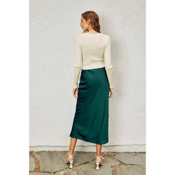 Going Out Pull On Maxi Skirt Dark Green