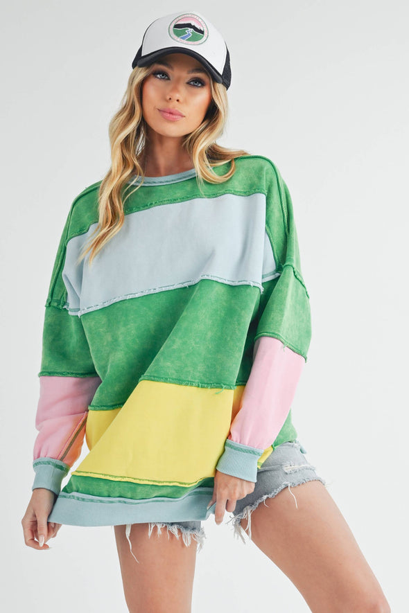 Rugby Color Block Stripe Sweatershirt