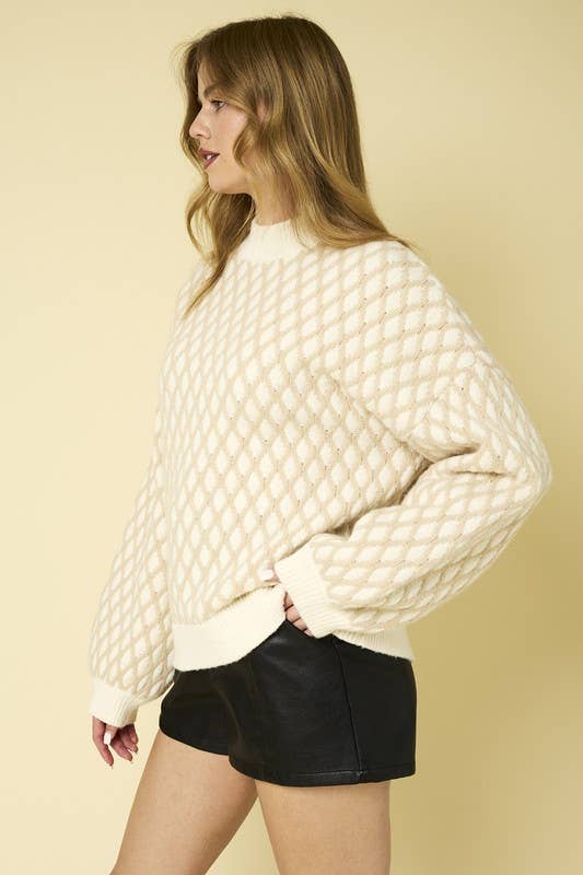 Long Sleeve Mock Neck Textured Sweater