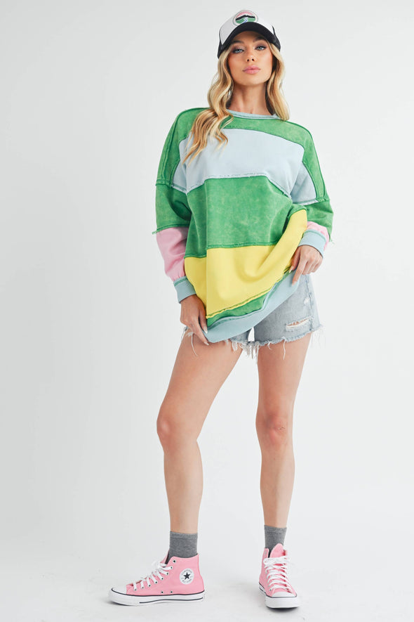 Rugby Color Block Stripe Sweatershirt