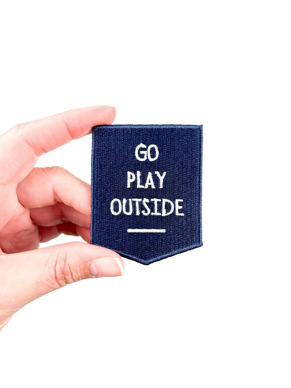 Navy Go Play Outside Iron-On Patch Embroidered Patch Nature