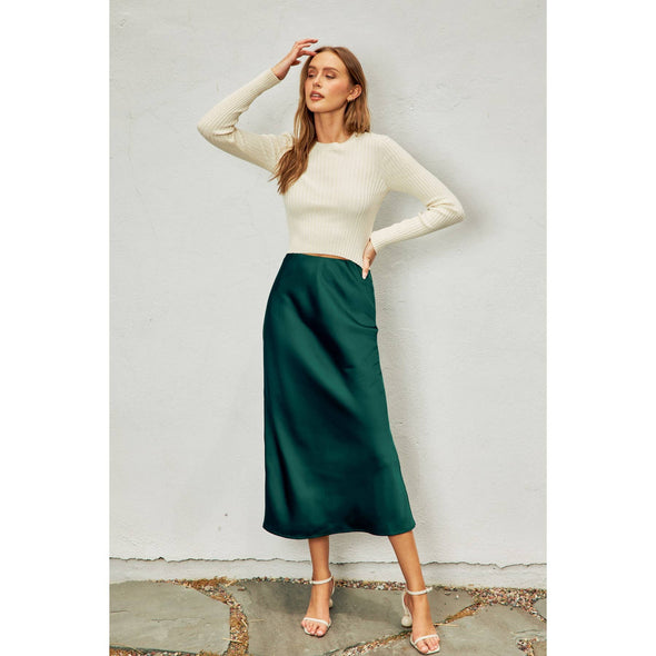 Going Out Pull On Maxi Skirt Dark Green