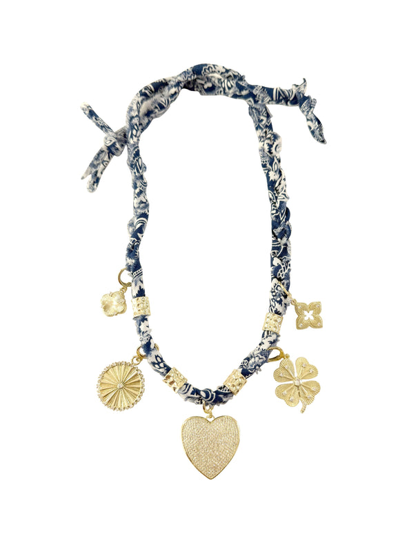Taryn Multi Charm Bandana Scarf Necklace