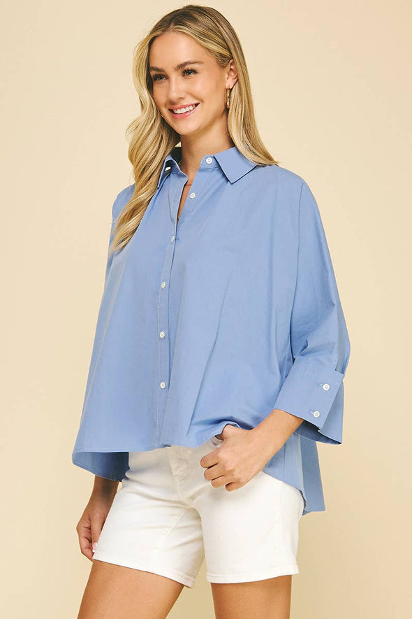 SOLID BUTTON DOWN SHIRT