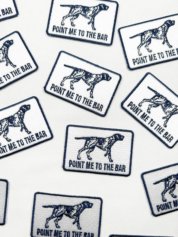 Navy Blue & White Pointer Dog Iron-On Patch, Dog Lovers, Bar