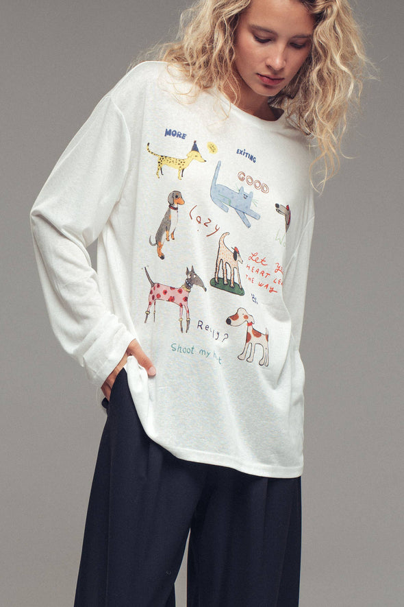 Whimsical Dog Long Sleeve Top