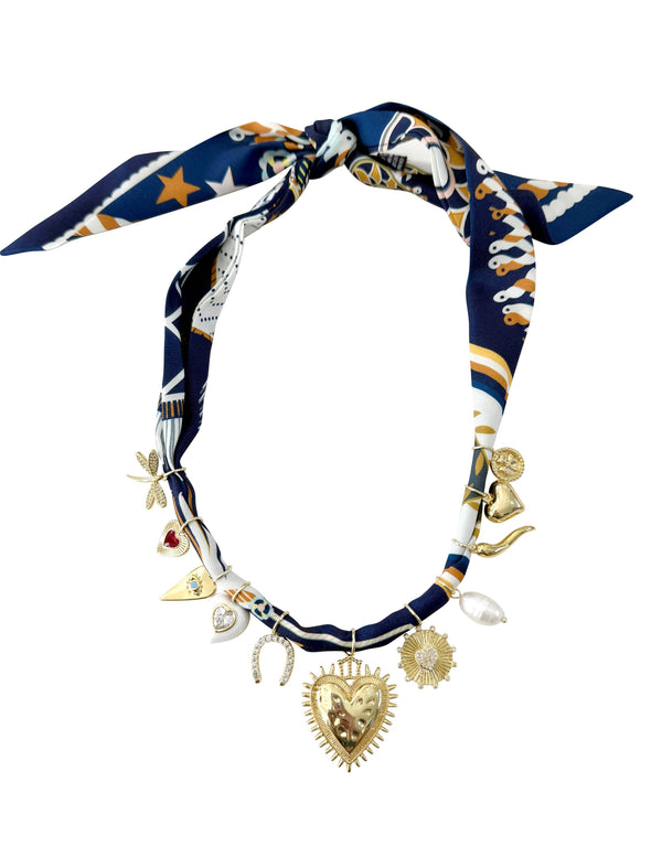 Violet Multi Charm Scarf Necklace
