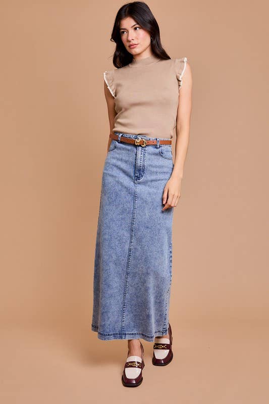 FLARE DENIM LONG SKIRT