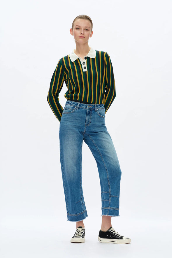 Mid Rise Barrel Leg Jeans