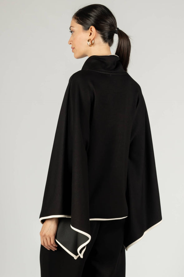 Butter Modal Contrast Cowl Neck Poncho