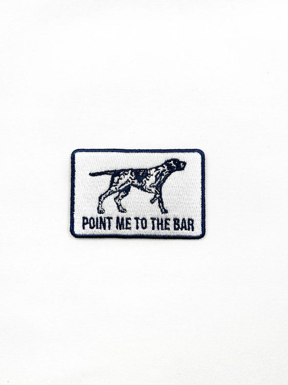 Navy Blue & White Pointer Dog Iron-On Patch, Dog Lovers, Bar