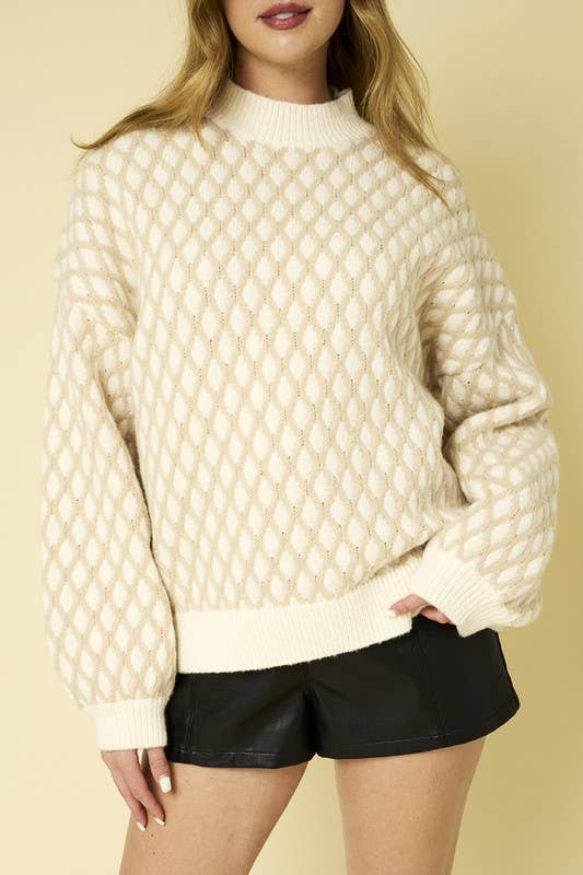 Long Sleeve Mock Neck Textured Sweater