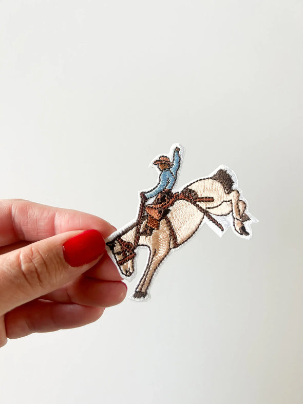 Bucking Bronco Patch Embroidered Iron-On Patch Rodeo Horse